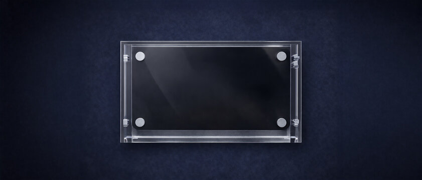 Acrylic frame empty black display plaque museum gallery modern minimalist transparent mount wall art presentation