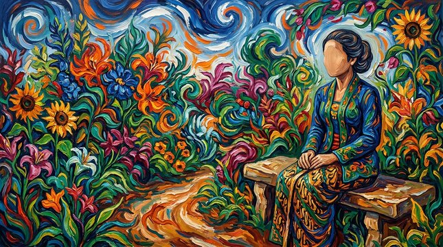 Kartini Post Impressionism Painting Vibrant Brush Strokes 8K