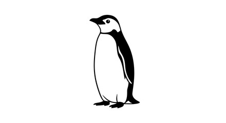 Penguin standing alone in black and white. © Ninda
