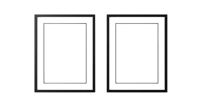 Simple geometric design of two adjacent square frames isolated on transparent background,png