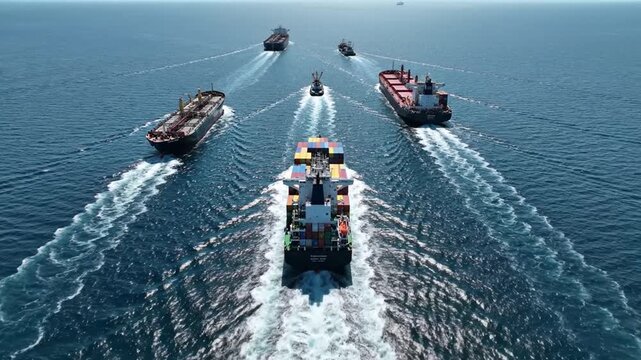 Container, fishing, Gasoline, cargo, andLNG boats on the ocean strait of hormuz