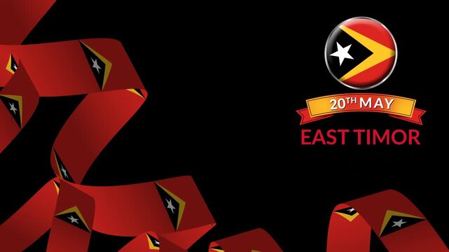East Timor Flag Ribbon Overlay Animation with Transparent Background for Independence Day