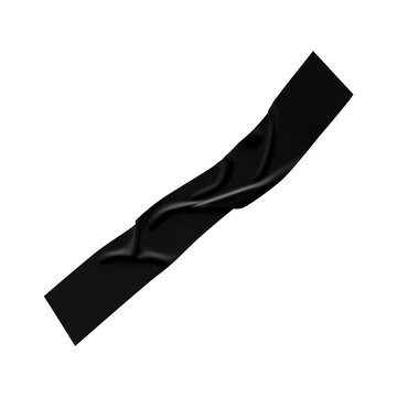 Single strip of black electrical duct tape folded on transparent background