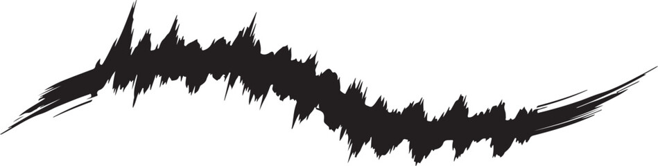 Naklejka premium A bold and dynamic textured black paint stroke featuring rough, jagged edges and a hand-drawn artistic feel, perfect for underlines or headers.