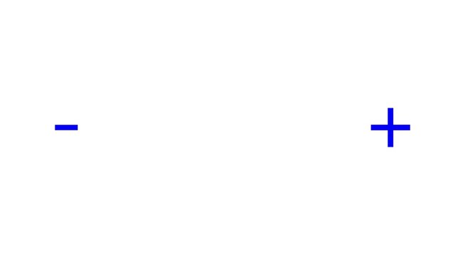 Minimal blue linear progress bar animation with plus and minus symbols on white background.