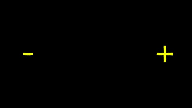 Animation of a dashed line with a minus sign and a plus sign in motion.