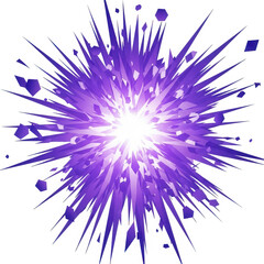 Fototapeta premium A vibrant purple cosmic explosion with radiating particles and energy bursts isolated on transparent background