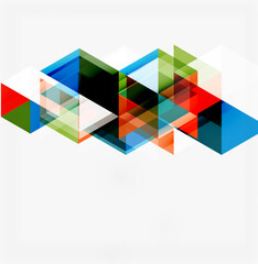 Fototapeta premium Abstract geometric shapes overlap, creating dynamic visual texture. Bright colors contrast against white background. Modern design element.