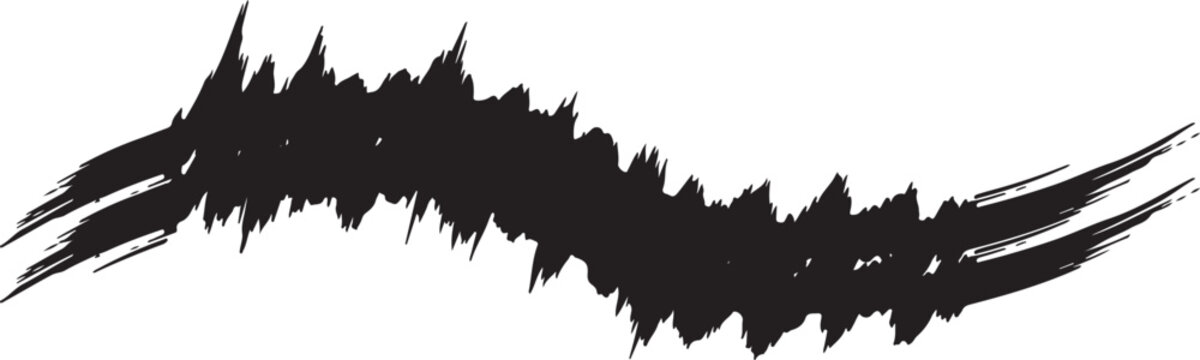 Dynamic Black Textured Brush Stroke - Artistic Paint Swish Isolated on White