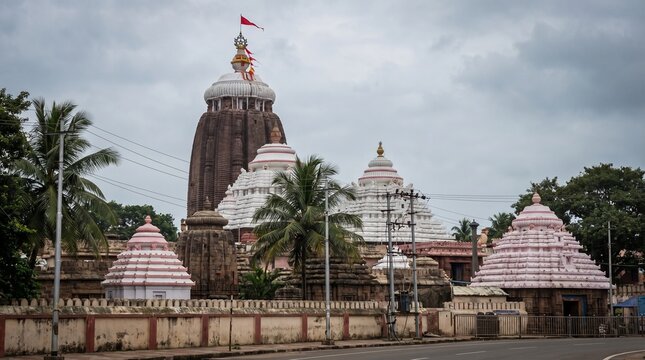 Main temple dome of Jagannath Temple, a famous Hindu temple dedicated to Jagannath or Lord Vishnu in the coastal town of Puri, Orissa, India