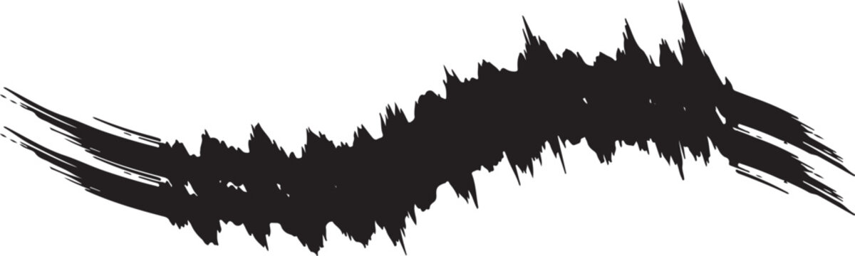 Dynamic Black Textured Brush Stroke - Artistic Paint Swish Isolated on White