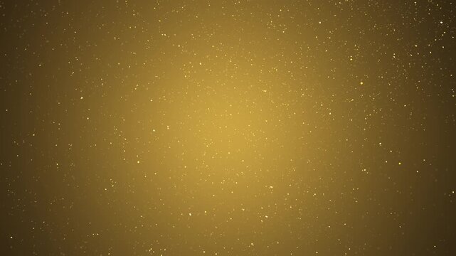 Golden background with realistic floating and falling particles, creating elegant motion and depth, ideal as a luxury backdrop for text or titles. Seamless looping copy space animation.