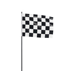 Obraz premium Racing checkered flag on a pole isolated on white