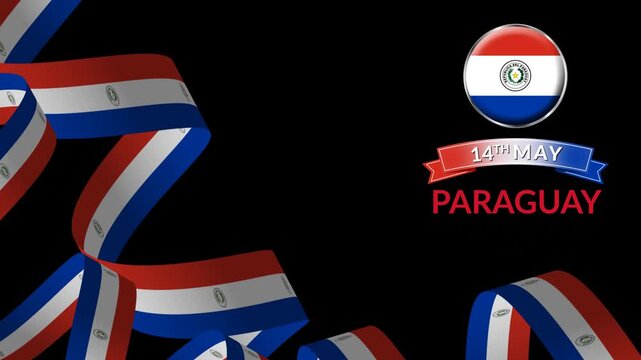 Paraguay Flag Ribbon Overlay Animation with Transparent Background for Independence Day
