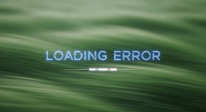 Loading error text on blurred green background with background abstract disruption progress incomplete