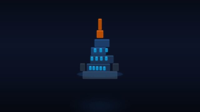 Construction Building Assembly Loop, Structure Formation and Disassembly Animation