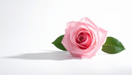 Naklejka premium Romantic Pink Rose Isolated on White. Beautiful pink rose symbolizing love and romance on a minimal white background.