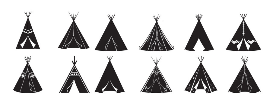  teepee silhouette white background 