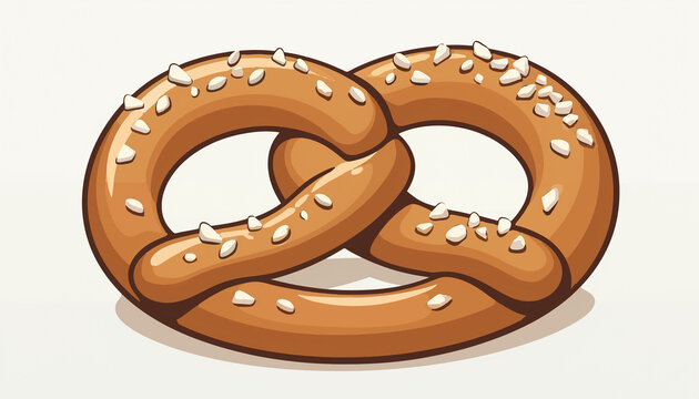 A delicious golden brown soft pretzel with salt sprinkles, a classic baked snack.