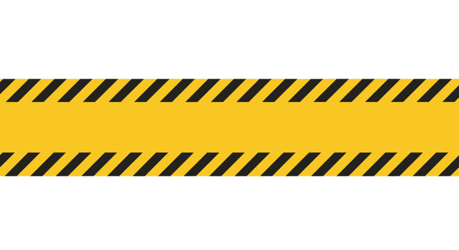 Horizontal strip of yellow and black diagonal caution tape used to mark dangerous areas or crime scenes to prevent unauthorized entry.
