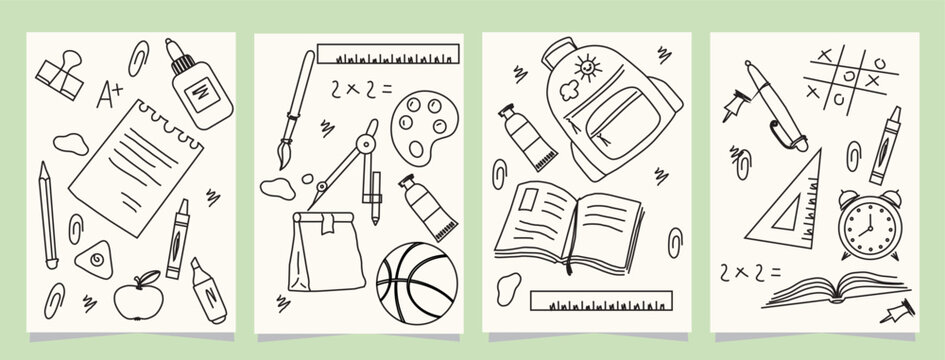 doodle accessories  back to school modern poster ,template, postcard, booklet, flier