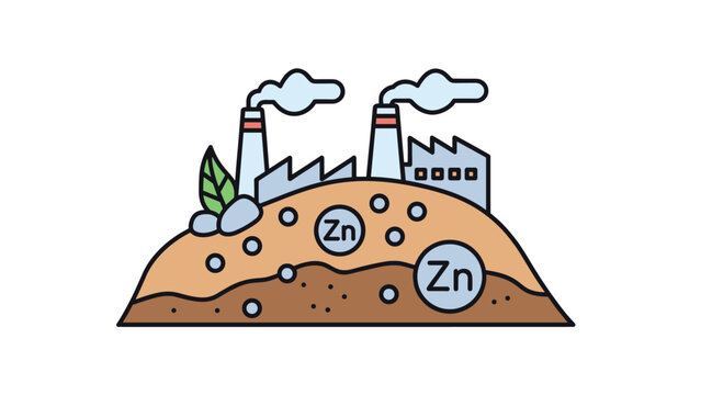 Industrial factory located on land rich in zinc mineral deposits shows the relationship between mining and manufacturing.