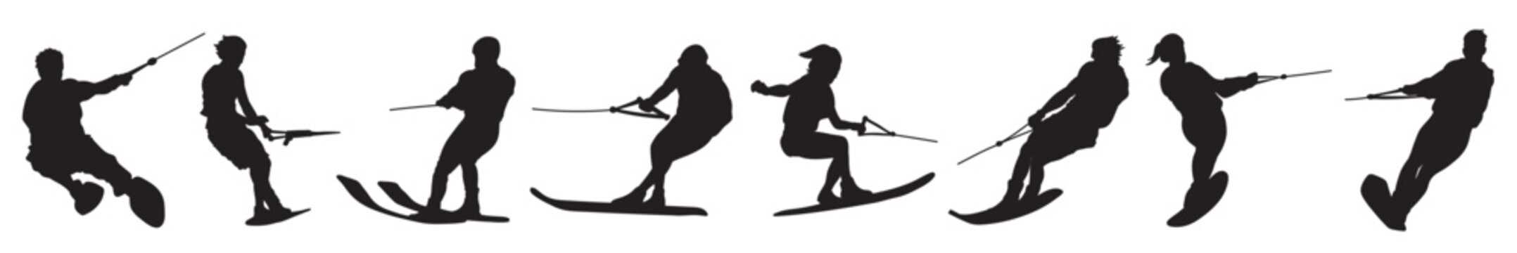  water skiing icons vector