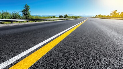 Obraz premium asphalt road with yellow and white lines