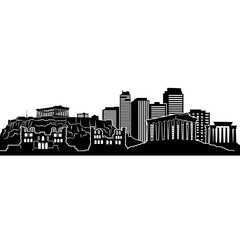 Obraz premium Athens Skyline Silhouette: Ancient Acropolis Meets Modern Cityscape