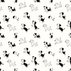 Obraz premium Seamless black and white vector pattern featuring ink splashes with butterfly silhouettes and floral nature design elements