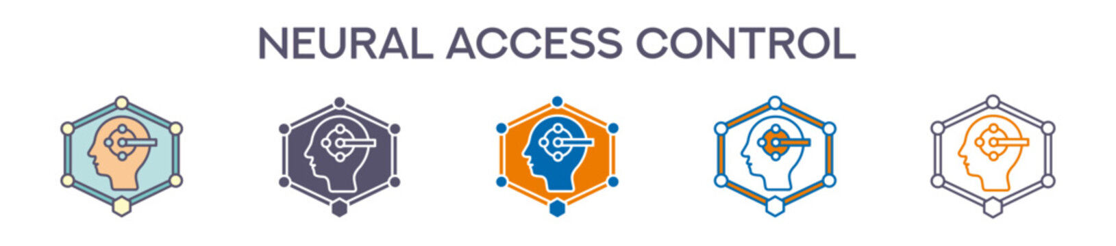 Neural Access Control Element For Design Graphic - Multi Styles. Vector Illustration Of Two Colored And Black. Multiple Icons Designs Can Be Used For Mobile, Ui, Web 