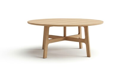 Fototapeta premium Modern round wooden coffee table isolated on white background