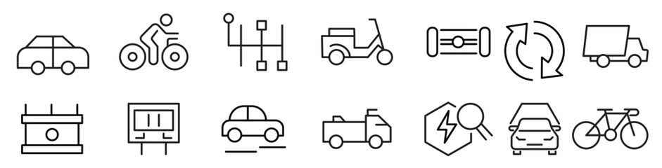 electric vehicle line icon set ev electric socket station © Wlaer