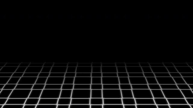 High-fidelity perspective grid moving loop. Abstract 3D wireframe floor for futuristic data analysis and synthwave aesthetics.