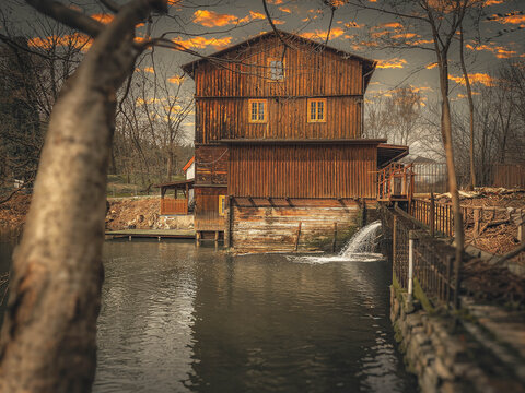 Spring on the small Grabia River, Poland.