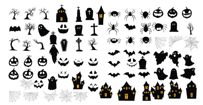 halloween silhouette set collection of halloween icon