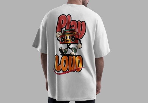 Play Loud Cartoon Music Tshirt Design with Boombox Character