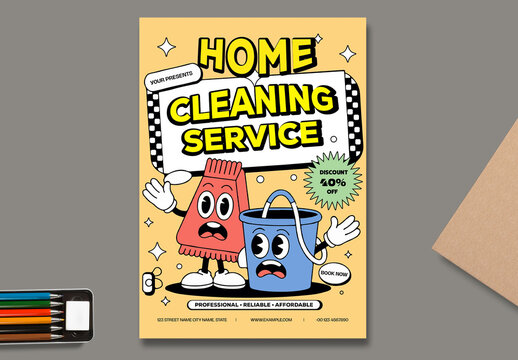 Retro Home Cleaning Service Flyer Layout(1)