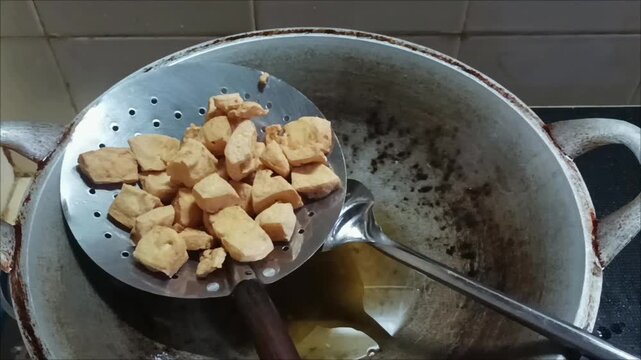 Crispy golden fried tofu