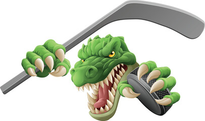 A crocodile, dinosaur or alligator lizard hockey sports mascot © Christos Georghiou
