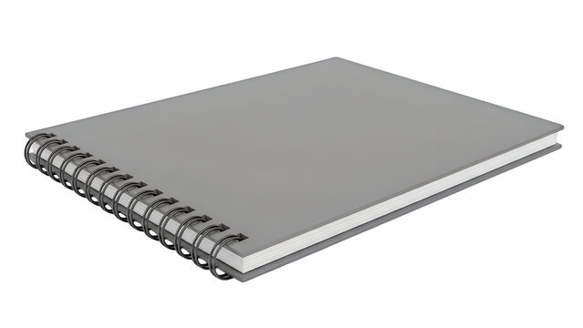 A gray spiral bound notebook isolated on transparent background