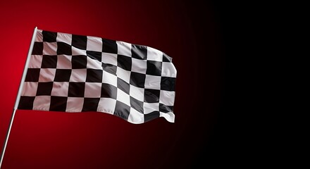 Fototapeta premium A checkered flag against a gradient red and black backdrop