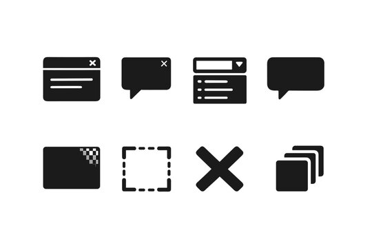 Overlay Icons Set. Overlay Components. Filled icon set of Overlay Components: modal dialog, popover box,