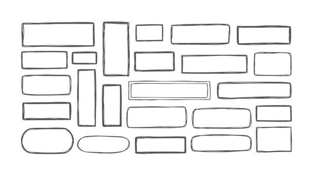 Hand Drawn Rectangular and Oval Frames Collection border rectangle