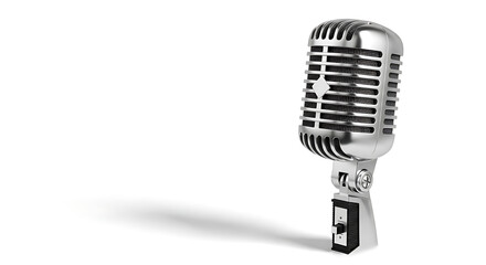 Fototapeta premium A classic silver retro microphone, symbolizing the enduring legacy of sound and performance, perfect for celebrating International Jazz Day