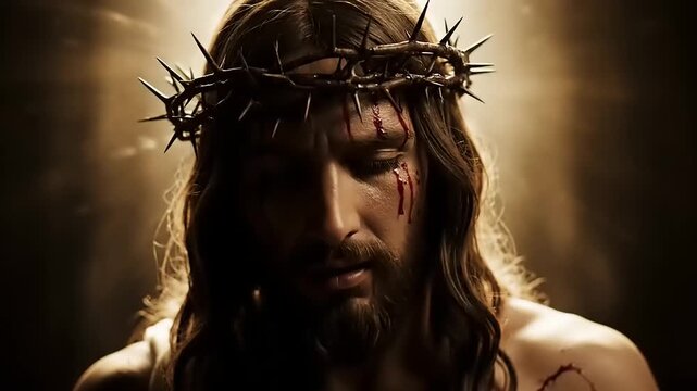 Jesus Christ with crown of thorns.