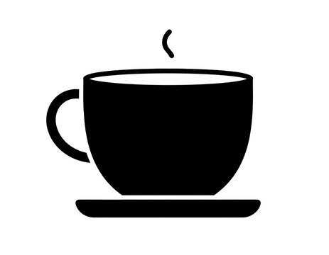Minimalist black cup of coffee silhouette icon isolated on white background