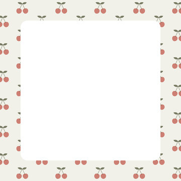 Minimal Cherry Repeating Pattern, Cute Fruit Background for Design