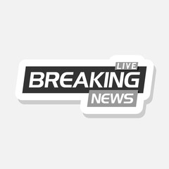 Fototapeta premium Breaking News Live Banner sticker isolated on gray background
