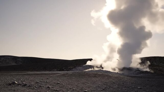 Minimal composition with empty sky and geothermal haze space right clean atmospheric background